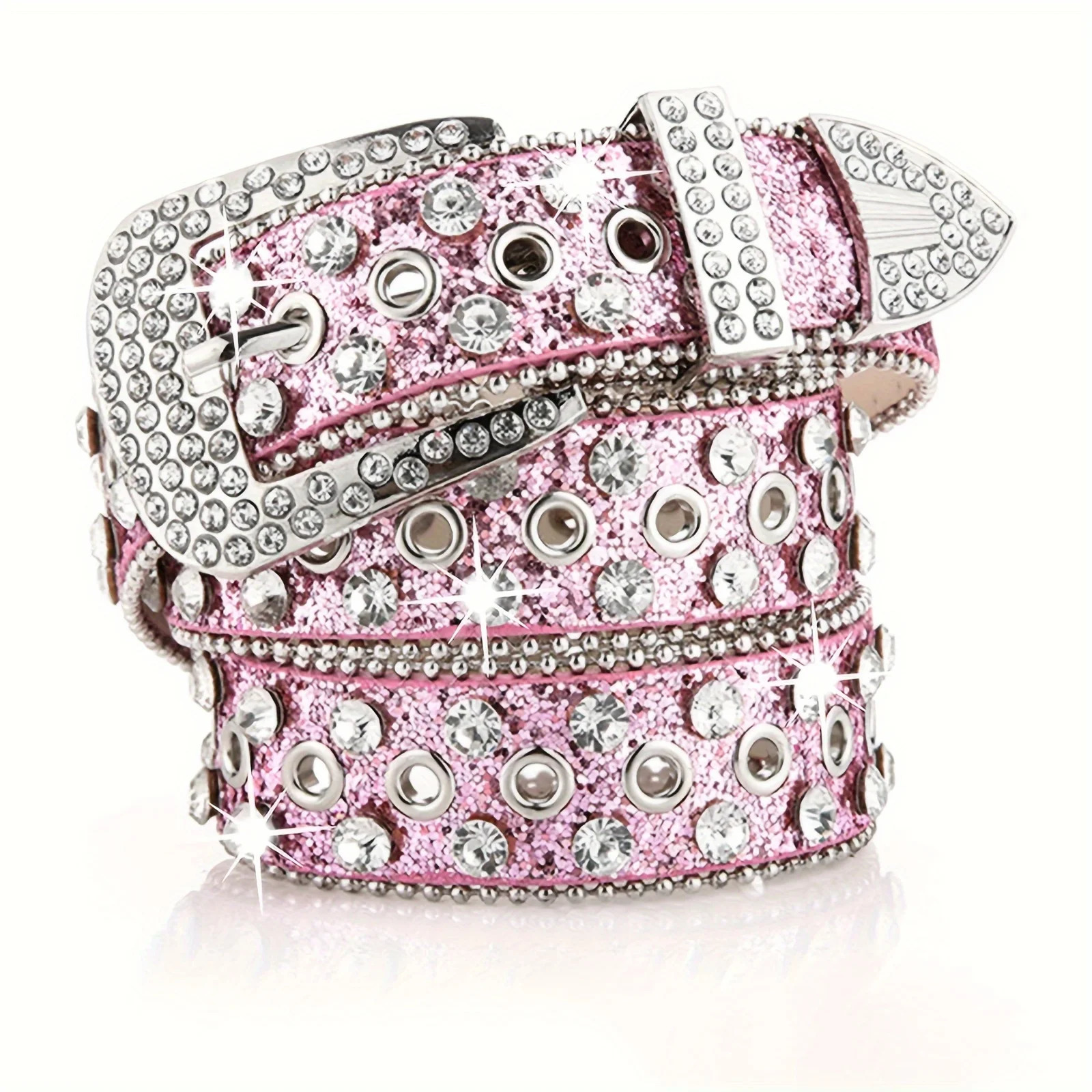Hip Hop Rhinestone Y2K Belts Trendy Solid Color Sparkling PU Leather Belt Cowboy Cowgirl Jeans Pants Belt For Women Girls 240419