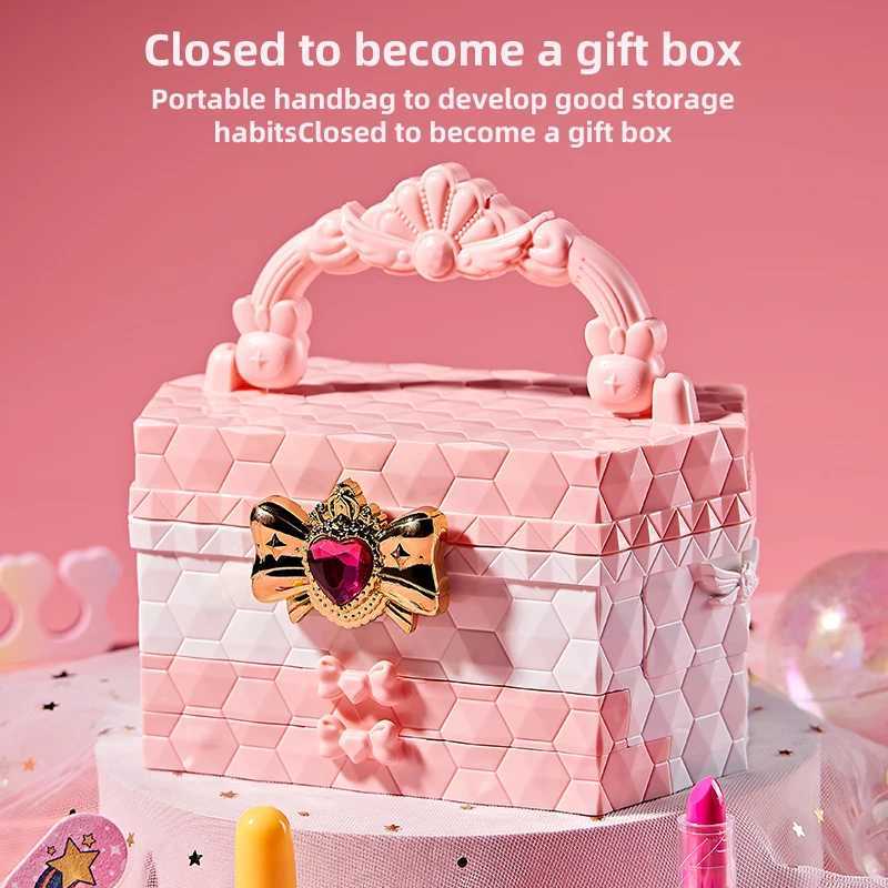 Girls makeup kit simulation cosmetics suitcase nail polish lipstick box role-playing beauty fashion toys 6 years birthday gift W241119
