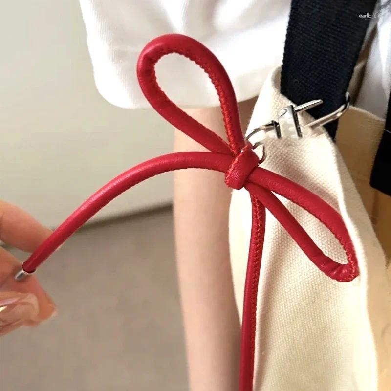 Keychains Korean Fashion Vintage Leather Bow Keychain Haruku Charms Bag Pendant Mobile Phone Accessories Y2K Jewelry