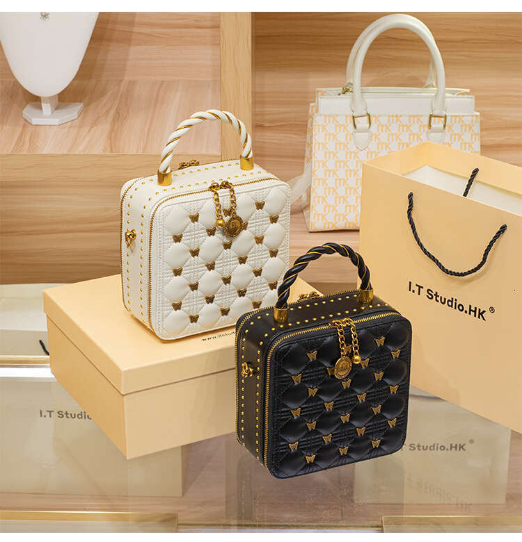 Women's handbag 2025 new brand handbag, leather bucket bag, high-end designer, one shoulder crossbody box, small square bag
