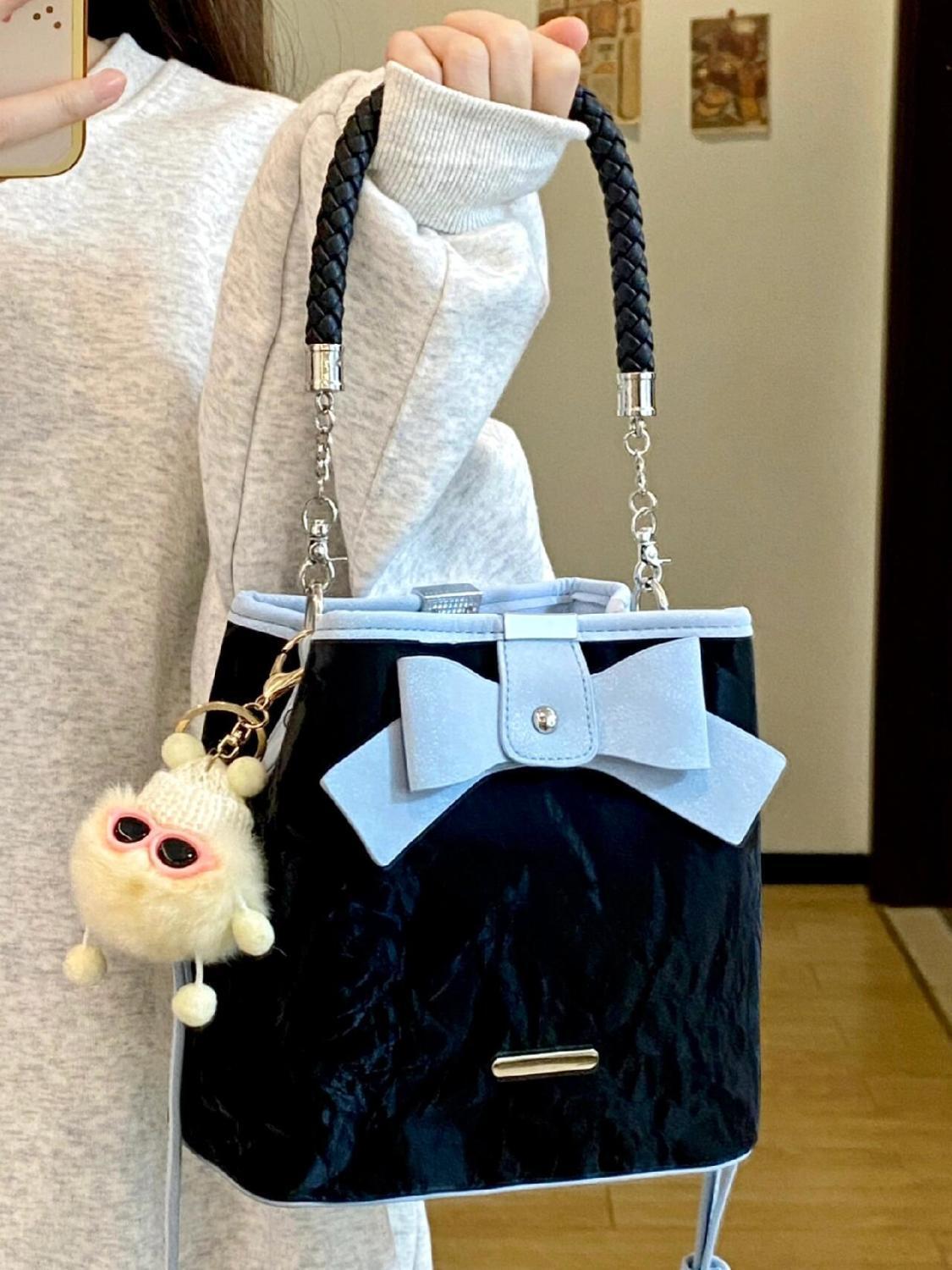 New leisure niche design bow bucket temperament multifunctional trend handbag shoulder commuting diagonal cross bag designer bag