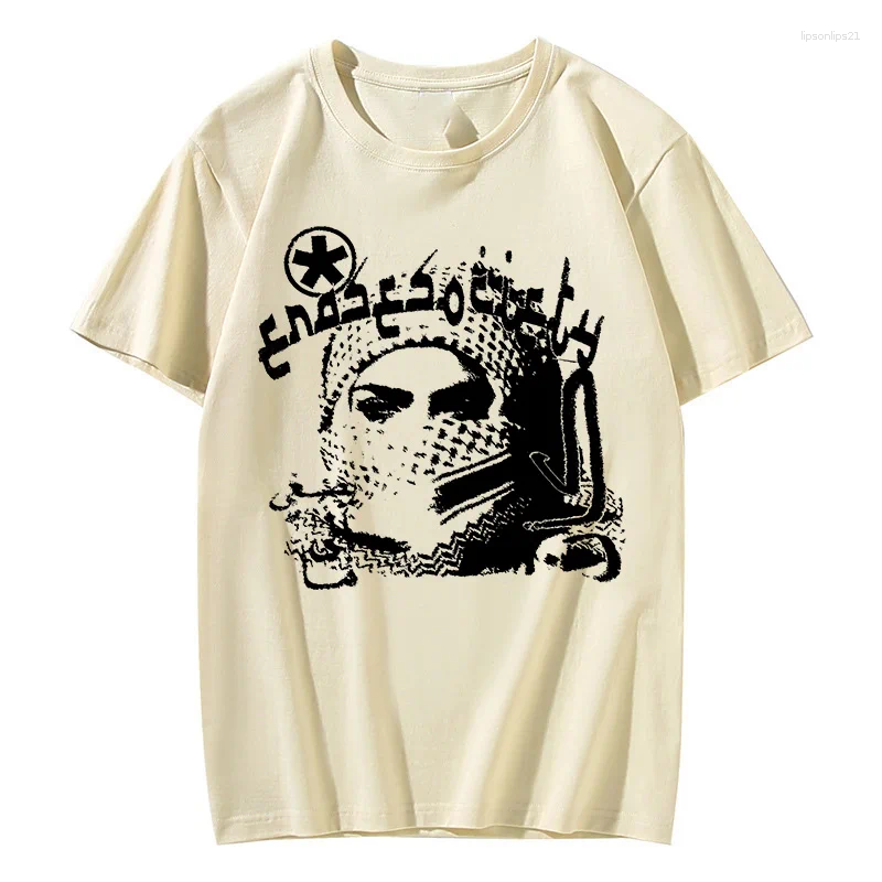Designer Men's Y2K Cotton T-shirt Grunge Goth Haruku Pattern Printed Round Neck T-shirt Hip Hop Street Loose Short Sleeve Punk Retro Top