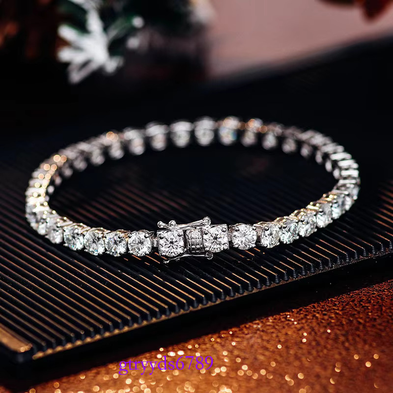 8mm Big Hip Hop Fine Jewelry Sterg Sier Necklace Iced Out D Color VVS Moissanite Dia Tennis Chain