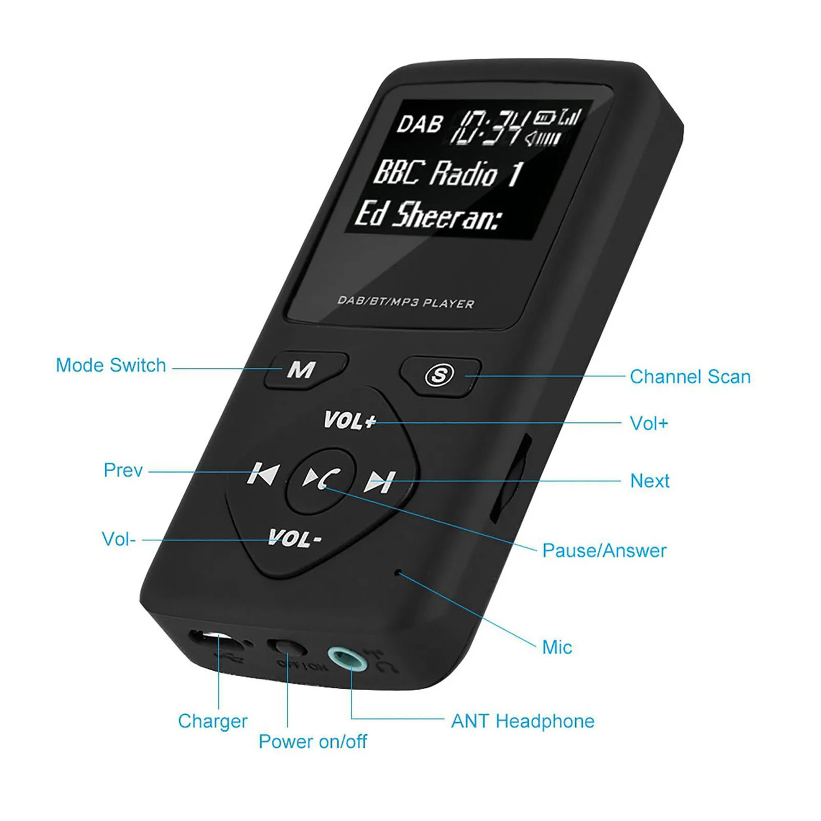 DAB Digital Radio Portable DAB Portable DABDAB Pocket Digital Radio Receiver Bluetooth MP3 Player with Earphone Radio Receiver 241113