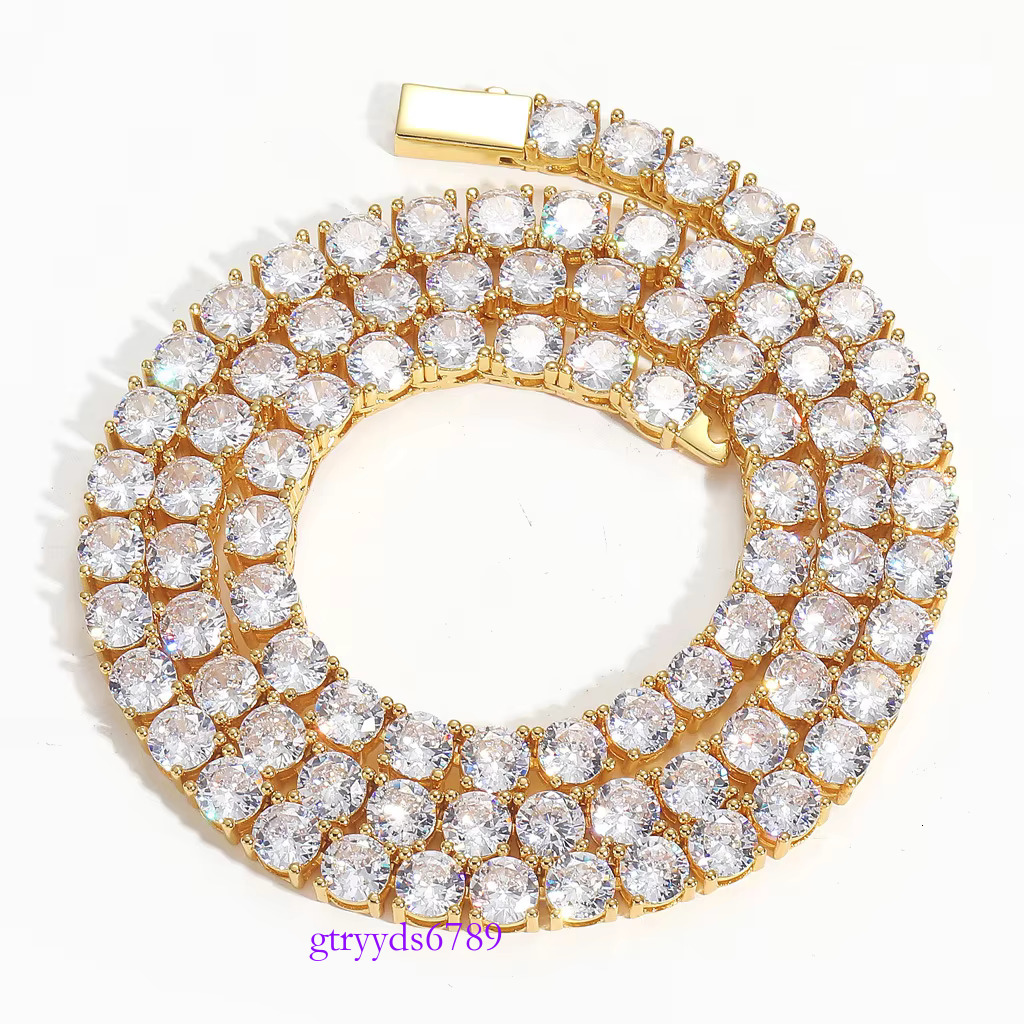 High Quality 3MM-6MM Iced Gold Chain Necklace Men Women HipHop Style Dia Bg Jewelry Tennis Players