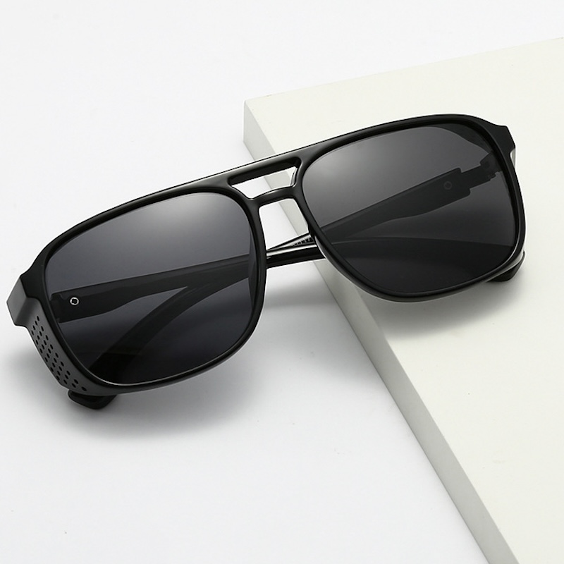 Steampunk Polarized Sunglasses Punk Men Luxury Fashion a Pilot with Cool Gothic Sun Glasses Vintage Driving Fishing Mirrored Sports with Side Shields 