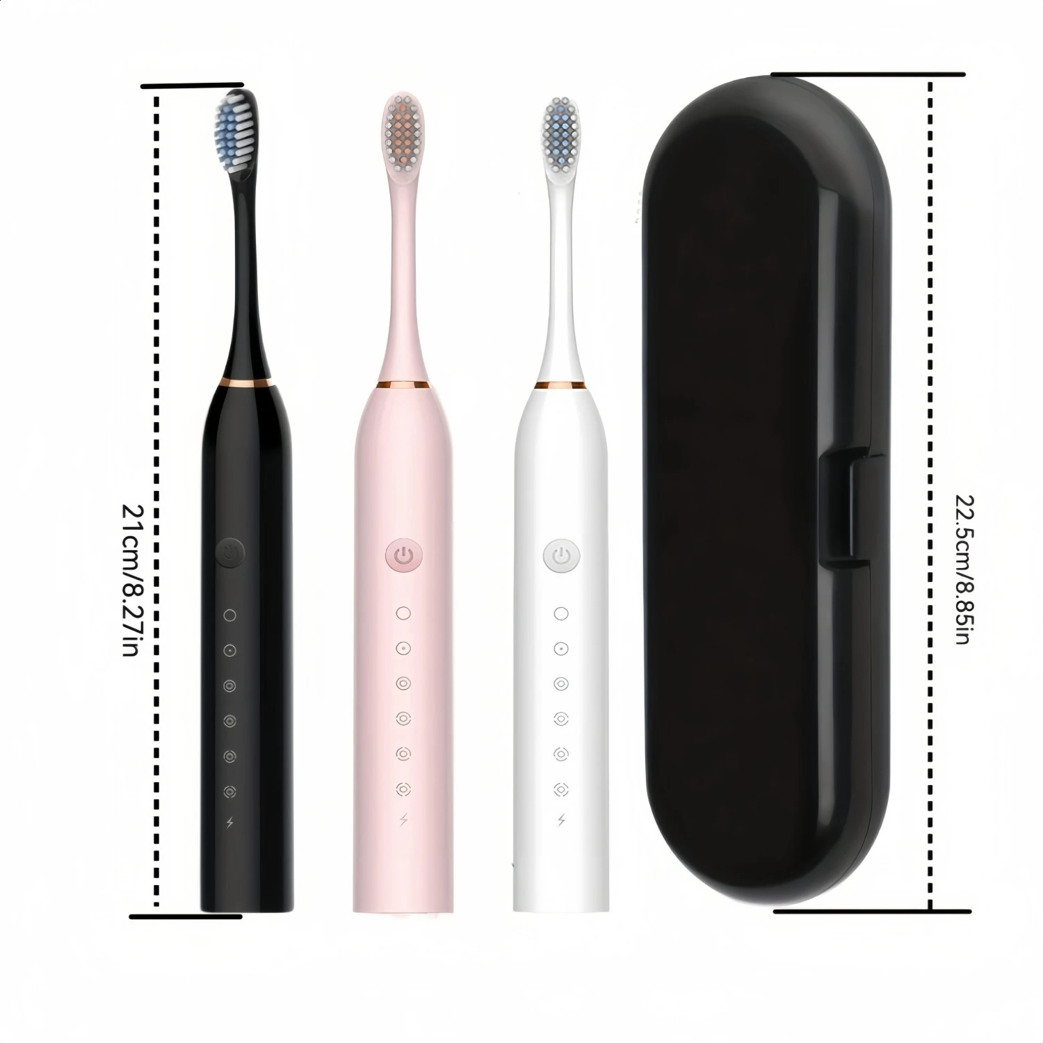 Rechargeable Electric Powered Toothbrush with Travel Case 8 Brush Heads USB Rechargeable Tooth Brush Deep Clean Oral Care -6 241118