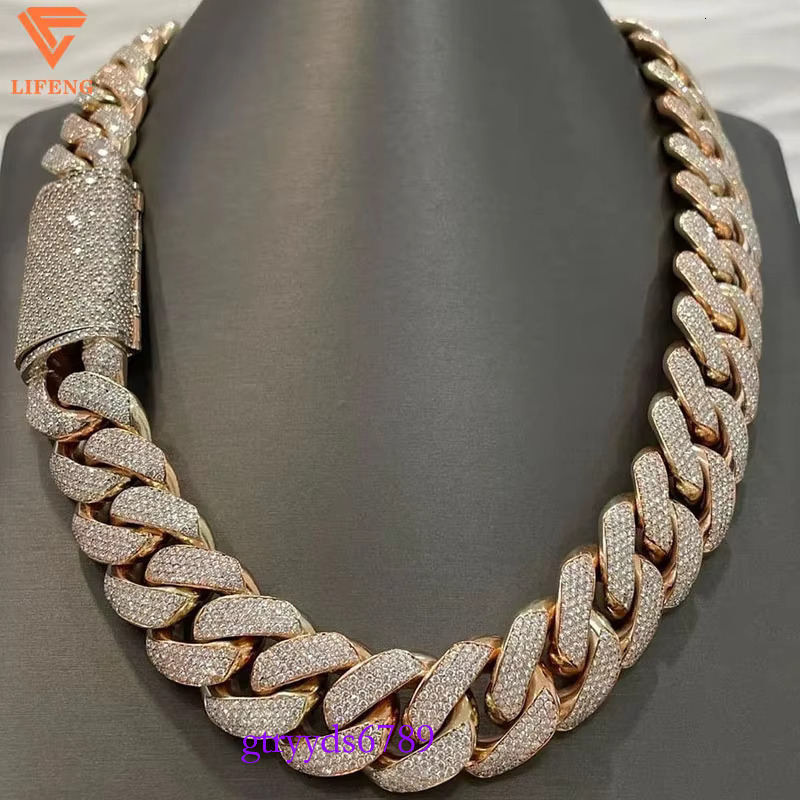 Lifeng Jewelry Custom Name VVS MoISsanite k Iced out Miami Cuban Chain Sier Rose Gold Necklace