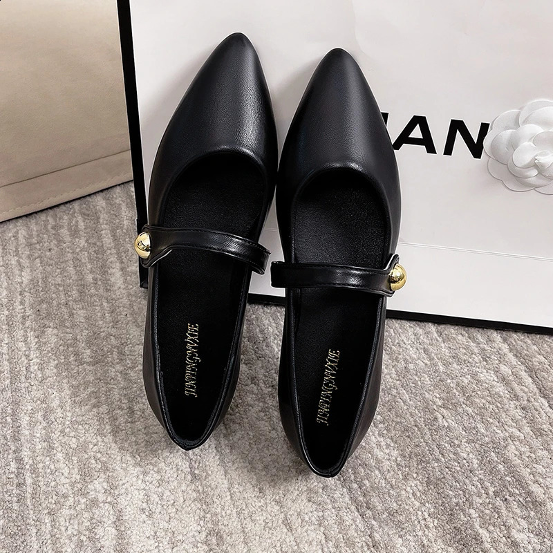 Womens Pointed Toe Flat Shoes With Velvet Matte Finish Single Shoes Women Comfort Loafers Shoes Leather Mary Jane Shoes 241211
