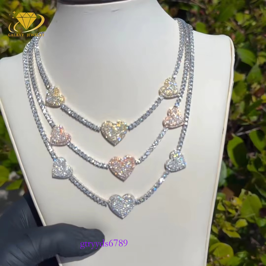 Customized Mens Vvs Chain 4mm Sier Clover Heart Women Iced Out Dia Moissanite Tennis Necklace