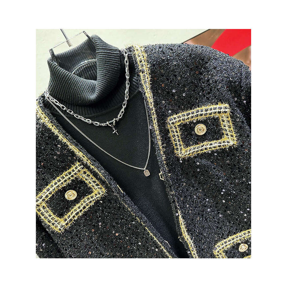 2024 Spring New High-End Sequined Coats Men's Fashionable Loose Comfortable Handsome Short Trendy Male Long Sleeve Jackets