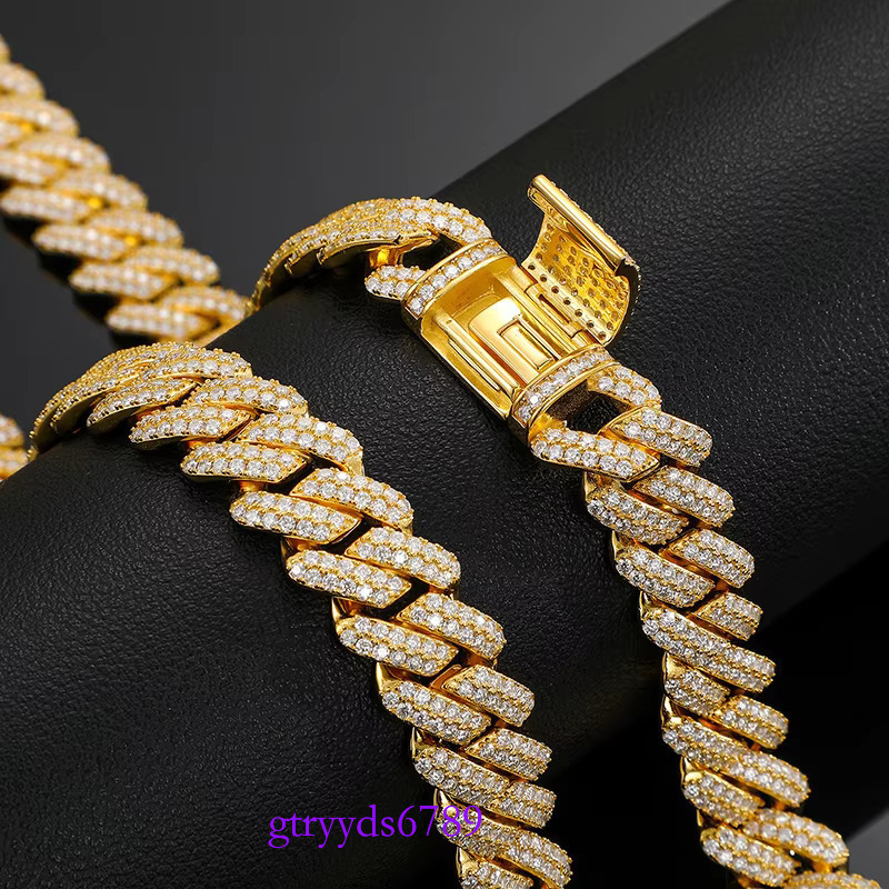 Dropshipping Cheap Price Hip Hop Men Jewelry 14mm Sterg Sier VVS Moissanite Dia Iced Out Cuban k Chain Necklace