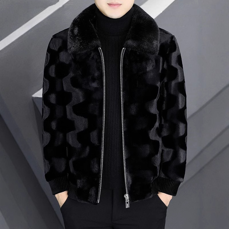 Golden mink fur Haining fur mens winter new item lapel mink coat whole mink thick mink fur jacket mens coat 231205