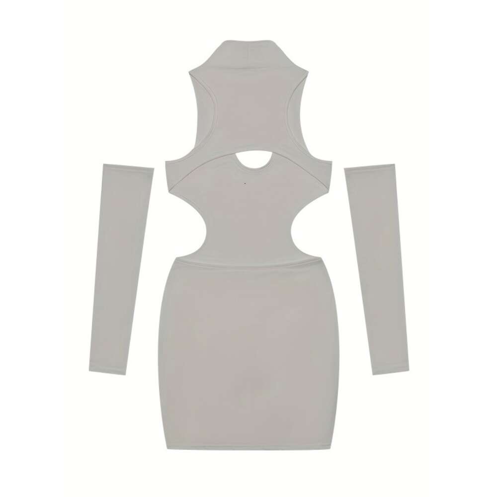 Spring/summer 2024 New Solid Color Sexy Hollow Hanging Neck Tight Wrapped Hip Dress F41925 ddmySept