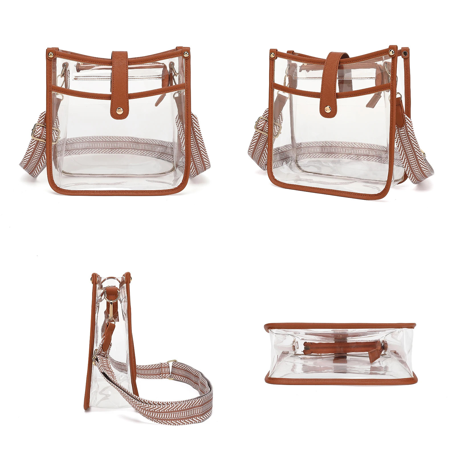 Clear Crossbody Bag Stadium Certification Womens Transparent with Guitar Strap Satchel Messenger 240415