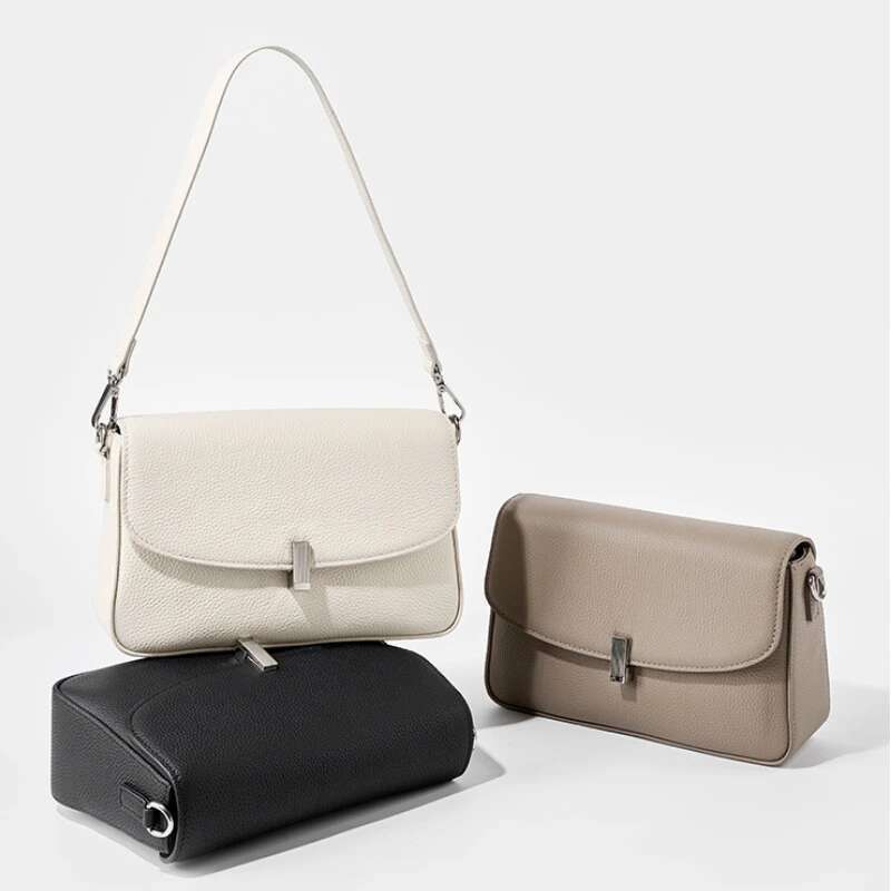 Women's Handbag 2025 New Genuine Leather Versatile Small Square Head Layer Cowhide Underarm High Quality Shoulder Bag