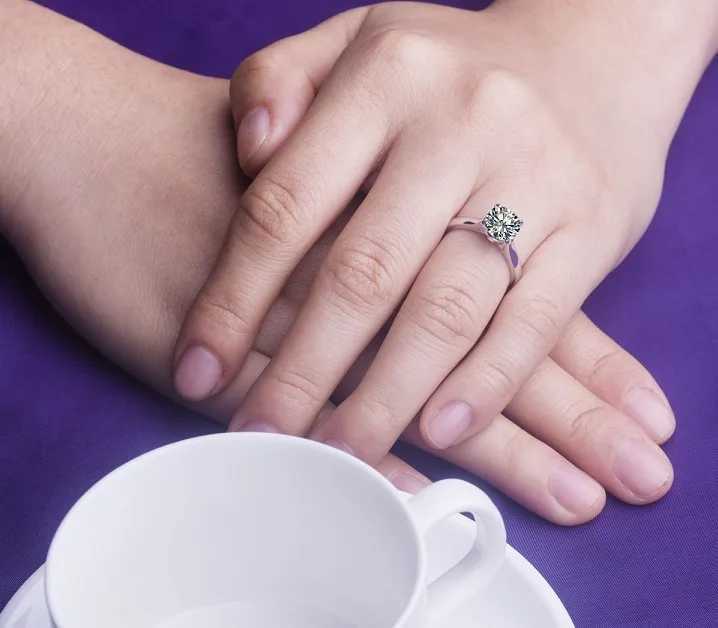 Solitaire Solid White Gold AU750 2CT Round Moissanite Dia Women Wedding Engagement Ring Best Anniversary Day Gift For Girl d240419