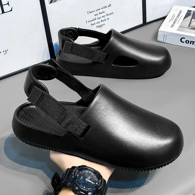 Fashion Mens Sandals Waterproof Oil Proofing Chef Shoes Nurse Doctor Casual Comfort Beach Slippers Nonslip Garden 241118