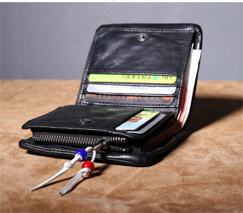 Simple Genuine Leather Men's Black Short Wallet Casual Natural Soft Real Cowhide Daily Card Holder Coin Purse Business Style BagVoyage