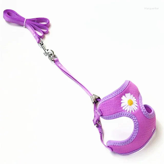 Dog Collars Puppy Harness Collar Cute Kitten Vest Set Daisy Embroidery Cat And Leash Small Medium Dogs Chihuahua Yorkie