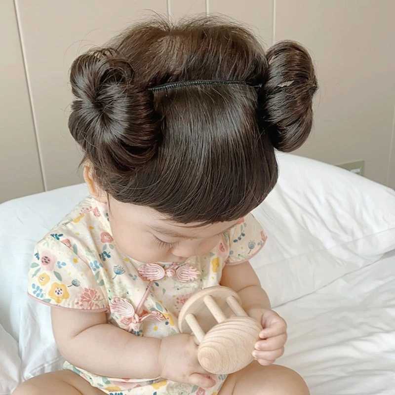 Baby girl wig headband baby hair bundle wig short hair decoration cute headband bangs W241119