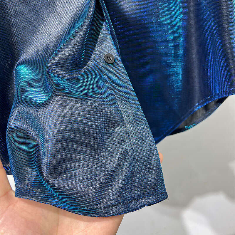 Spring 2024 Men's Shirts Sequined Fashion Original Trendy Male Long Sleeve Shirt High-End Lightweight Loose Comfort Tops