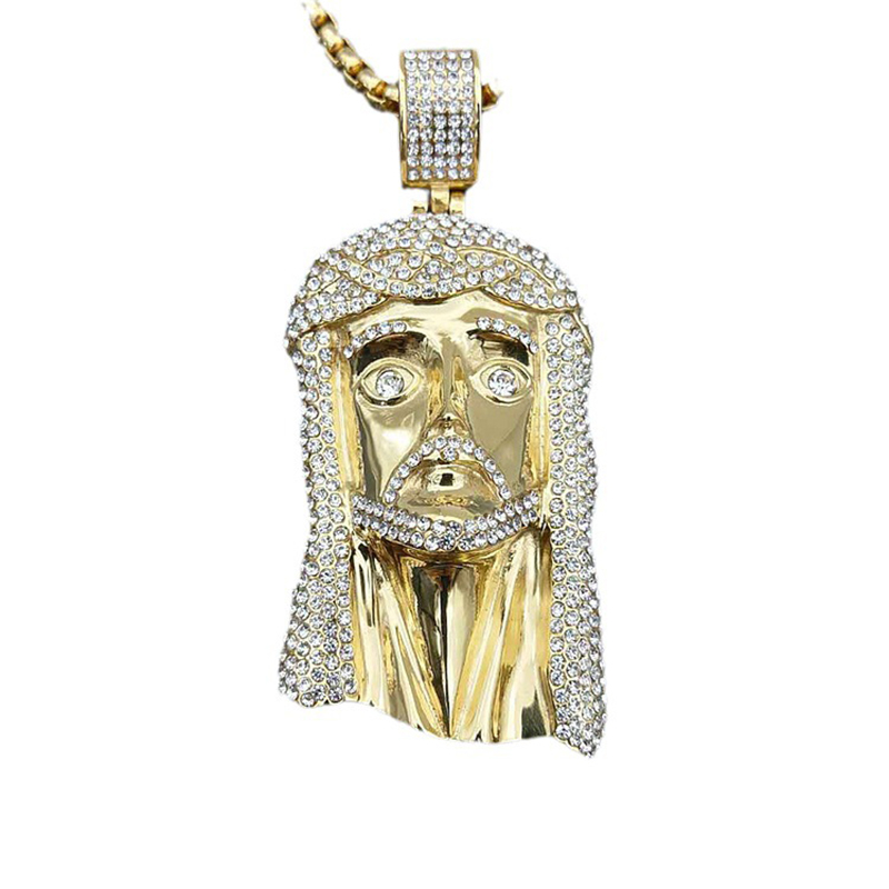 Hip Hop Vintage Large Jesus Men Pendant Necklace Titanium Steel 18K Gold Plated Religious Jewelry