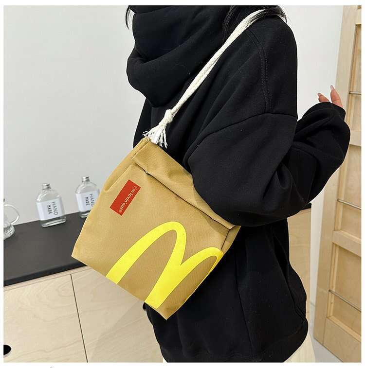 Personalized design McDonald's ins 2024 new canvas backpack women's single shoulder large capacity student class bag