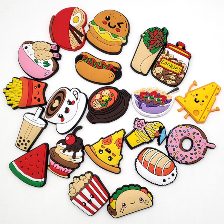 set pvc shoe charms cartoon food decoration buckle hole shoe flower shoe buckle shoe accessories DIY