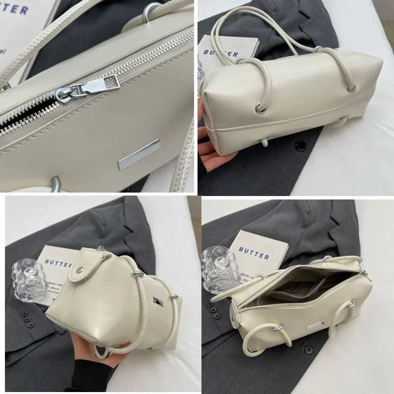Elegant Women Solid Color Leather Shoulder Bag Fashion Zipper Small Handbags Luxury Designer Retro Ladies Underarm Shopping Bags Y250319