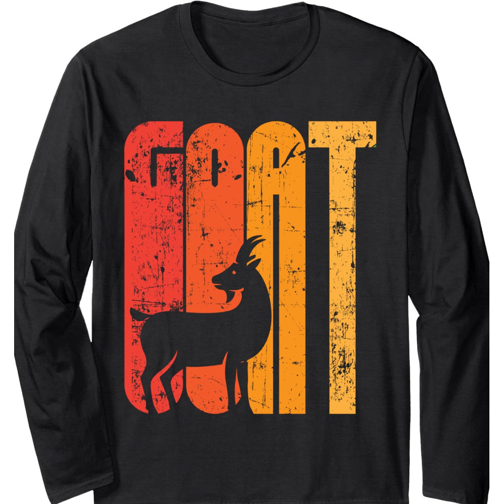 Long Sleeve Shirts for Men sweatshirt Goat Distressed Vintage Retro Gift For Goat Lovers Long Sleeve Tee Streetwear Casual tops clothes cool