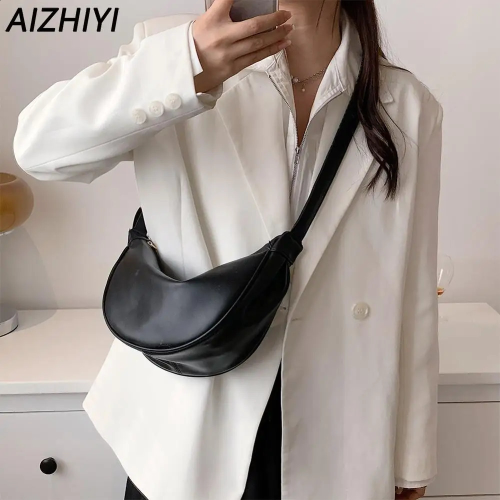 Small Shoulder Bags for Women Chest Bag Half Moon Belt Crossbody Bag Female Waist Fanny Pack Bum Bag PU Leather Handbag Purse 241118