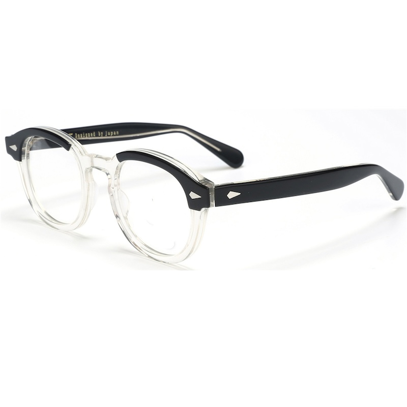 LEMTOSH Acetate Glasses Johnny Depp Optical Prescription Frame Men Women Round Vintage Glasses Reading Handmade Women Spectacle Frame Tortoise Clear L