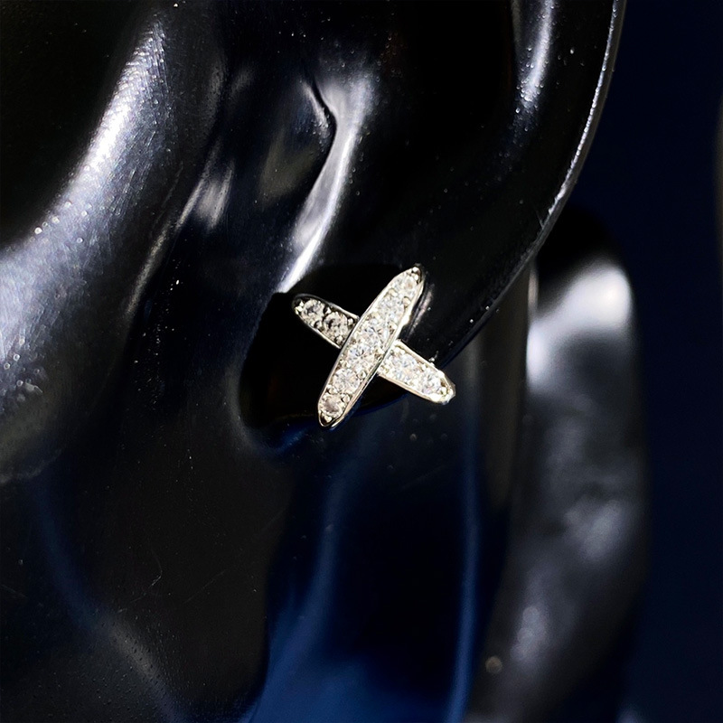 Delicate Earrings Designer Fashion Ear Loop Simple Earing For Man Womens Letter X Full Diamond Cross Earr