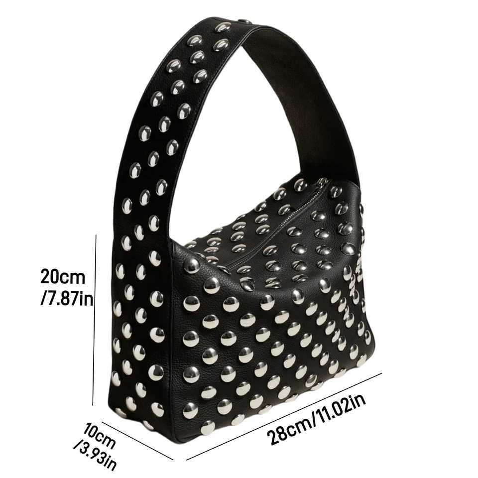 Fiable Studed Purses Shooter Tramp Bag Punk Wen Small Shooter Purse Vegan Leather Designer Handbag Y250318