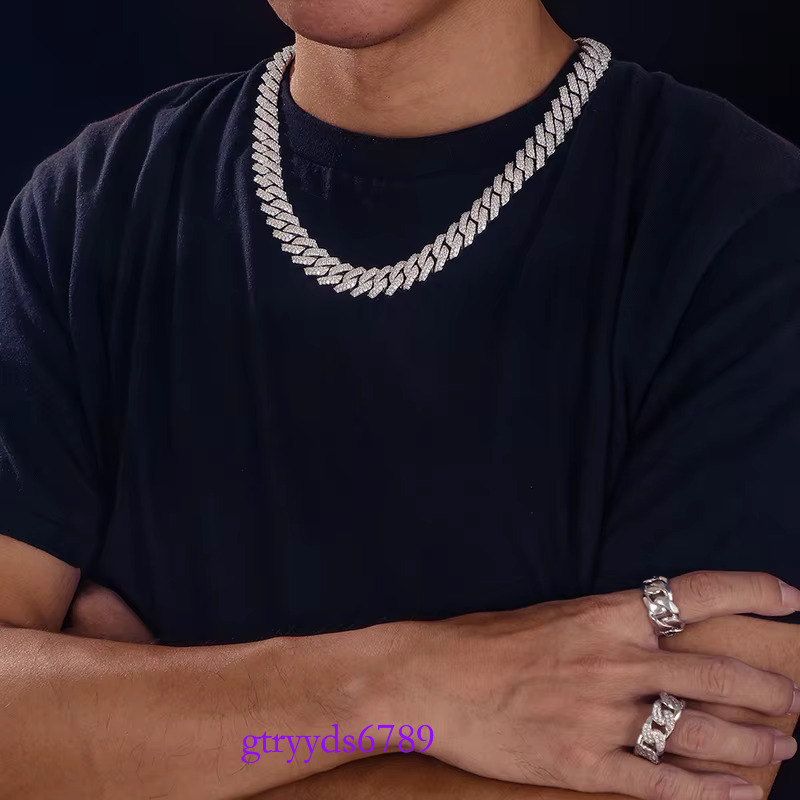 Dropshipping Cheap Price Hip Hop Men Jewelry 14mm Sterg Sier VVS Moissanite Dia Iced Out Cuban k Chain Necklace