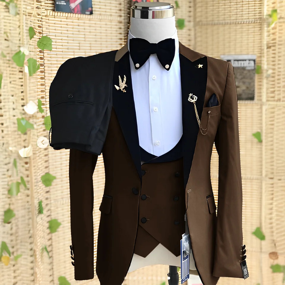 Wedding Mens 3-Piece Set Jacket Pants Tank Top Groom Tuxedo Formal Jacket Elegant Mens Set 241118