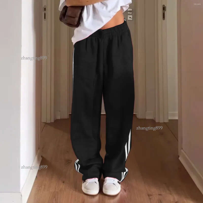 Women's Pants Women Y2k Wide Leg Track Baggy Striped Joggers Sweatpants Elastic Waist Color Block Parachute With Pockets