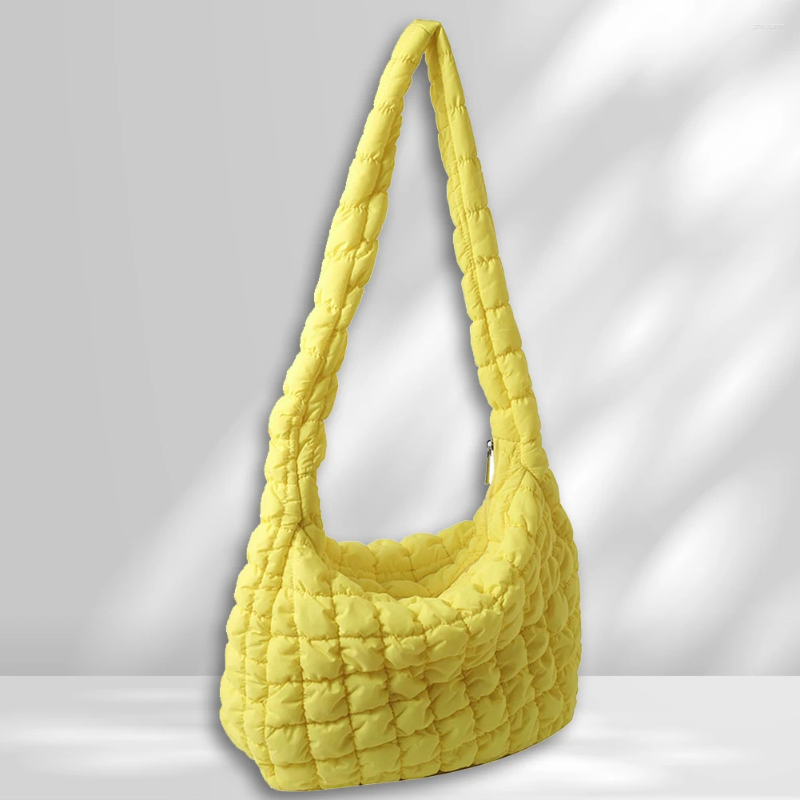 Totes Lattice Pattern Messenger Bag Large Capacity Cotton Padded Casual Fashion Simple Nylon Quilted Elegant For Weekend Vacation zhanyishengli