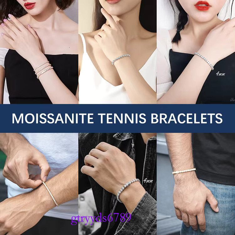 Goldleaf custom 3mm 4mm 5mm 6.5mm D color VVS mossanite tennis necklace bracelet sterg sier moissanite chain
