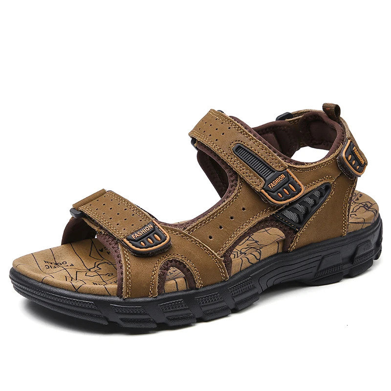 Summer Mens Sandals Outdoor Nonslip Beach Handmade Genuine Leather Shoes Fashion Men Sneakers 241122