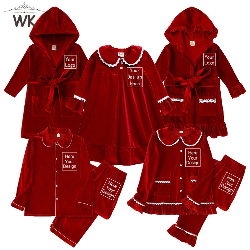 Childrens Boys and Girls Velvet Pajama Set Holiday Match Family Pjs Add Your Name Father Mother and Me Custom Pajamas 241118