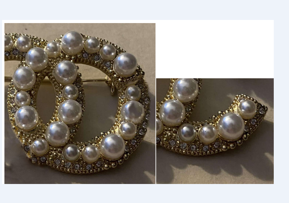 Designer Pearl Pin Brooch Broche for Men and Women Party Wedding Lovers Gift Brooches Engagement Jewelry for Bride with Flannel Bag Box