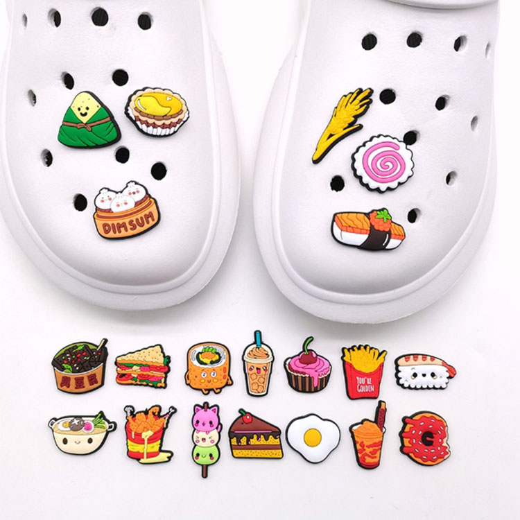 set pvc shoe charms cartoon food decoration buckle hole shoe flower shoe buckle shoe accessories DIY
