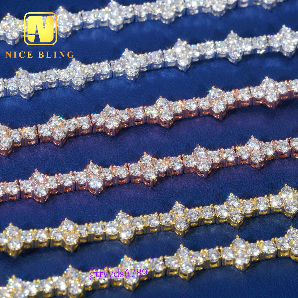 New arrival moissanite chain 4MM cross tennis necklace hiphop fashion dia chains Sterg sier