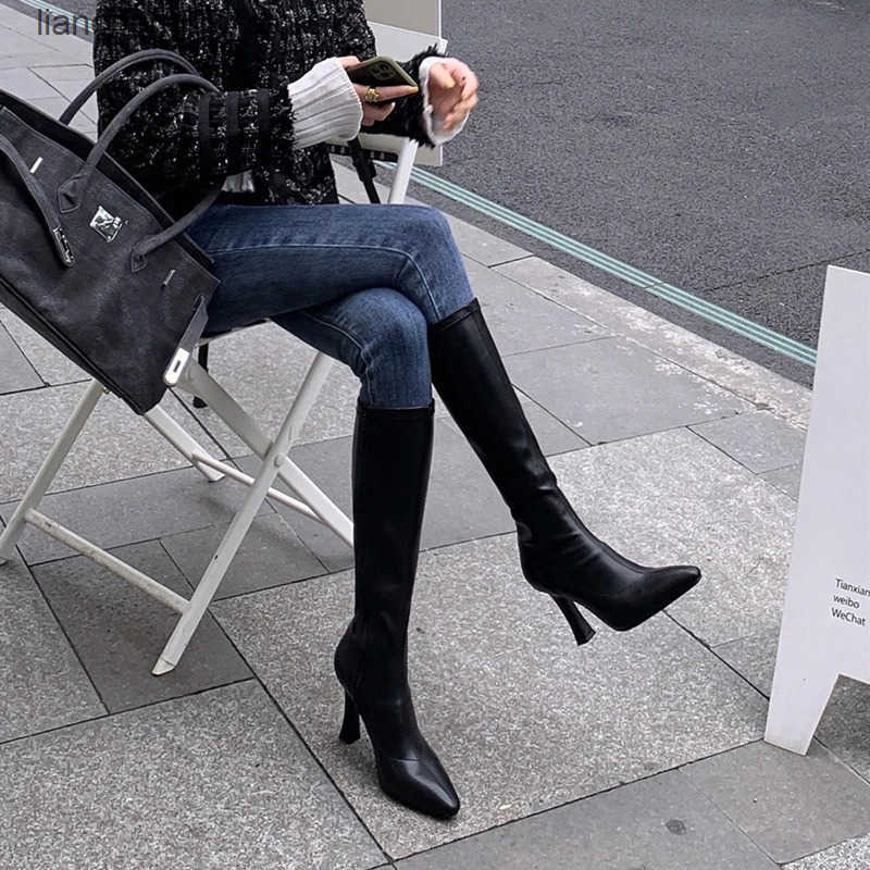 Sexy for Lady High Heels Over The Knee Leather Chealsea Boots Women Brown Long White Boot J241119