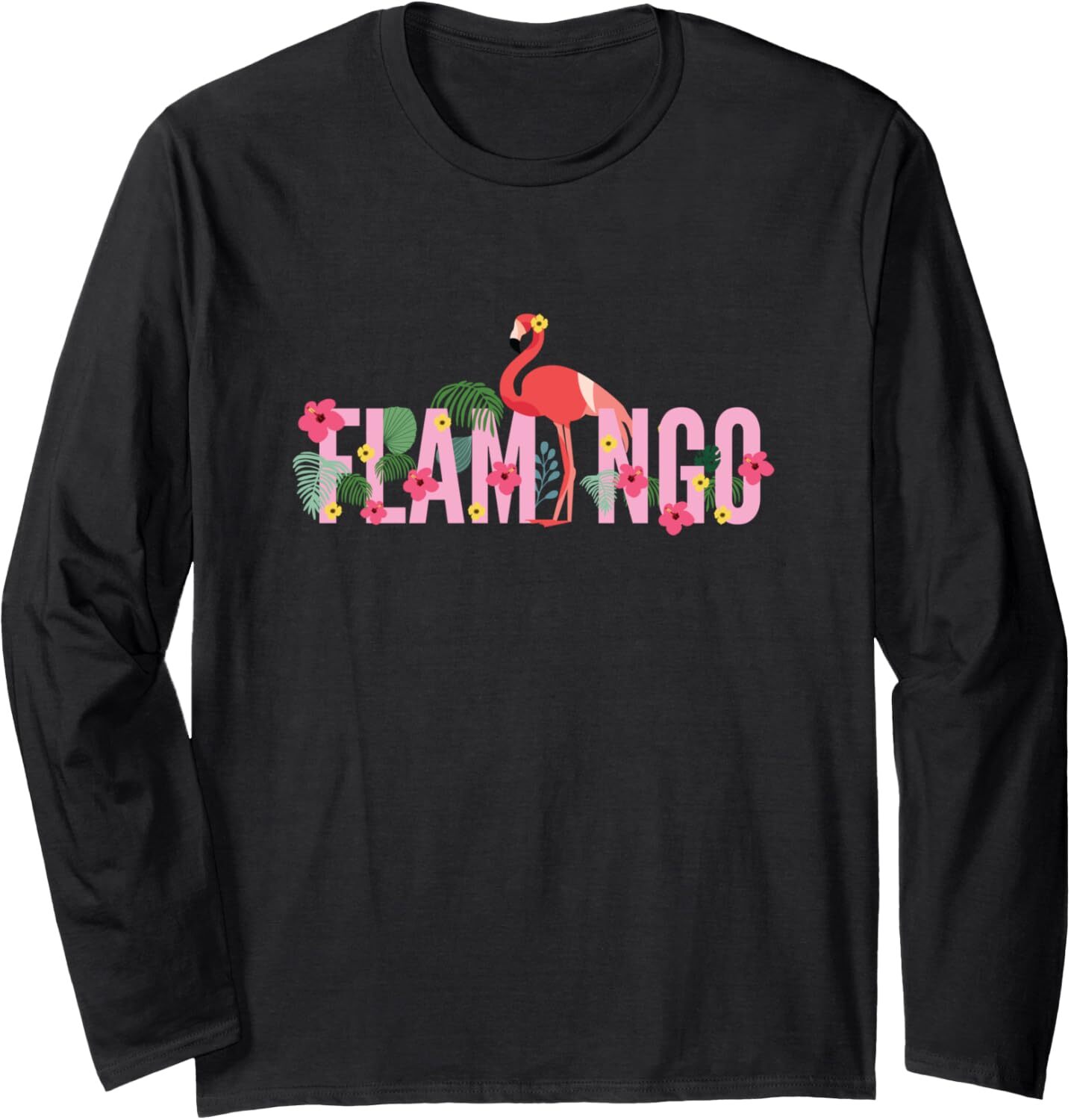 Long Sleeve Shirts for Men sweatshirt Flamingo Ornamental Floral Letters Cute Tropical Long Sleeve T-Shirt T shirt Tee Streetwear Casual tops clothes