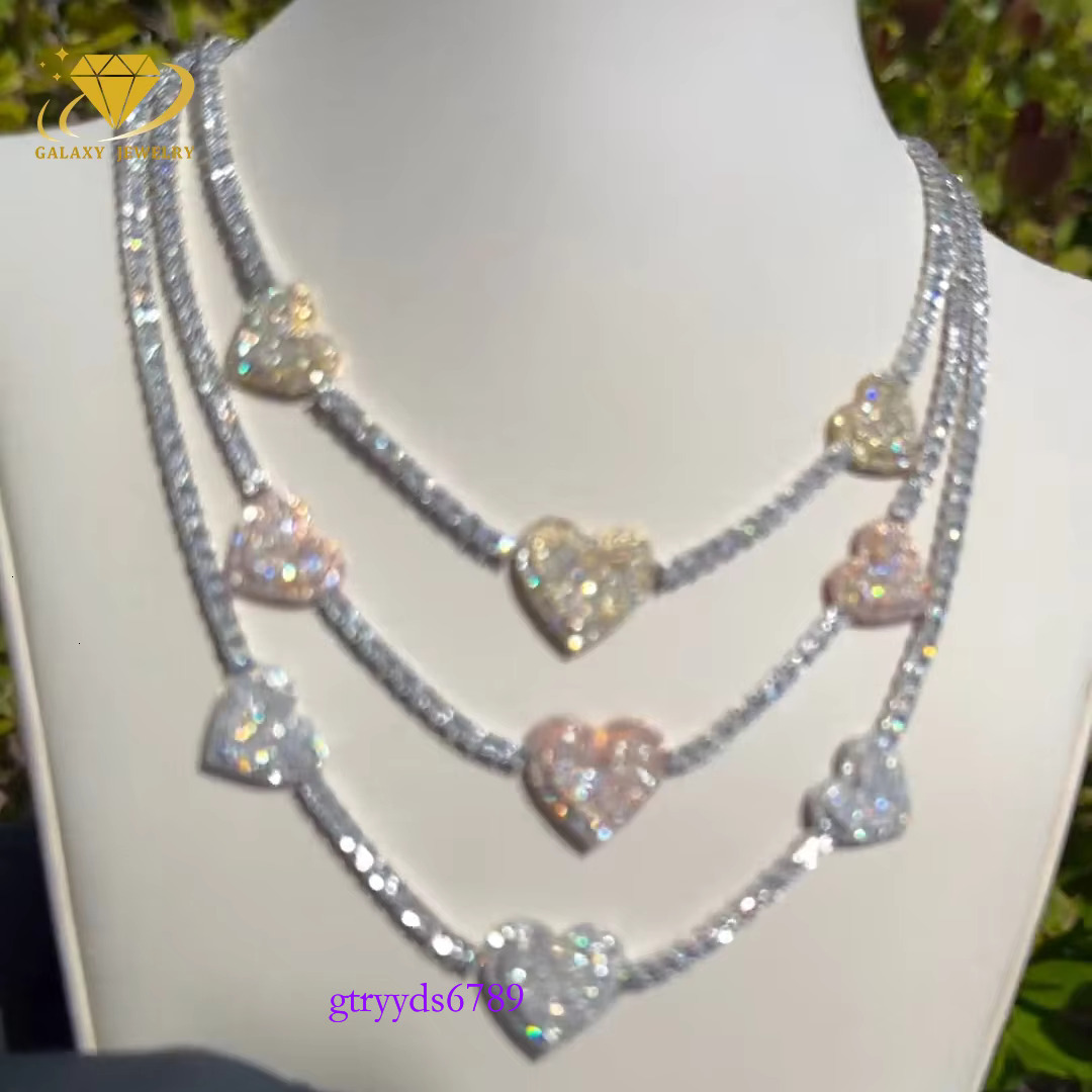 Customized Mens Vvs Chain 4mm Sier Clover Heart Women Iced Out Dia Moissanite Tennis Necklace