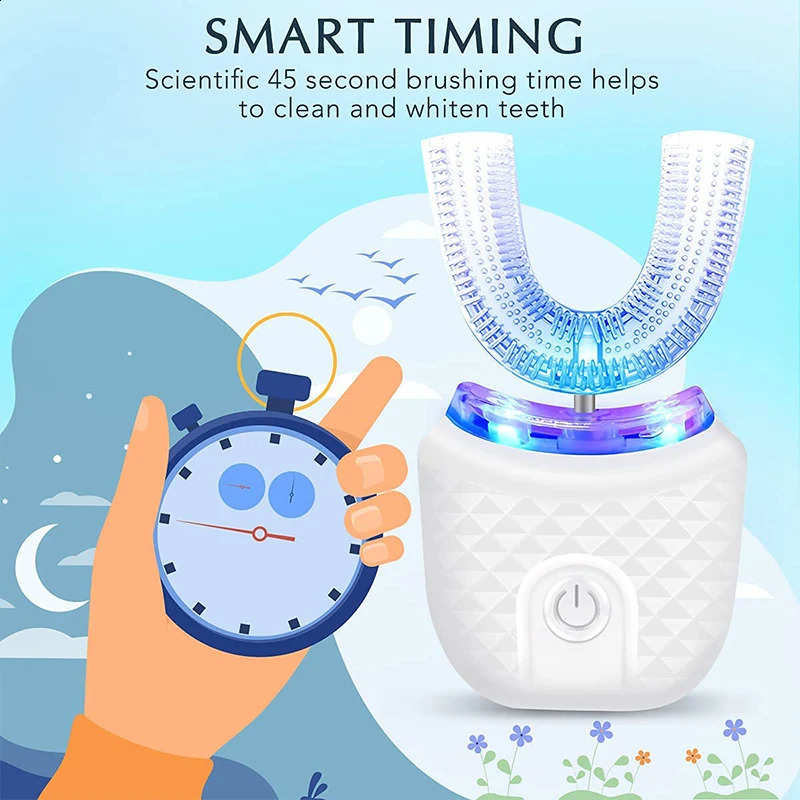 Wireless charging U-shaped adult electric toothbrush with silicone waterproof vibration ultrasonic toothbrush 241119