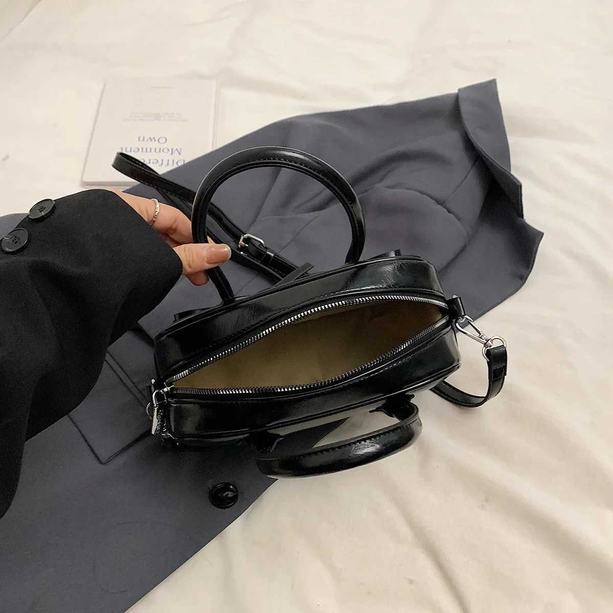 LEFTSIDE Bow Design Box PU Leather Shoe Bag Womens Handbag and Wallet Wen 2024 Y2K Korean Fi Top Handle Cross body Bag Y250318